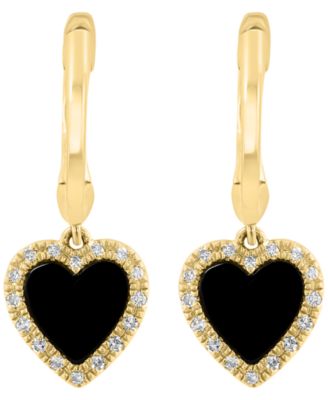 Onyx & Diamond (1/10 ct. t.w.) Drop Earrings in 14k Yellow Gold