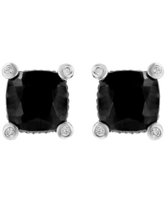 Diamond (1/20 ct. t.w.) and Onyx Earrings in Sterling Silver