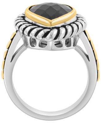 Onyx Ring in Sterling Silver with 18k Yellow Gold