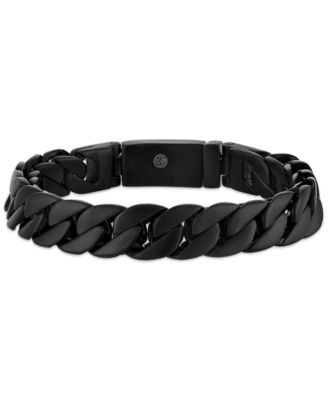 Esquire Mens Jewelry Black Double-Layer Curb Chain Bracelet in Stainless Steel - Black Ip Plated Stainless Steel 300$