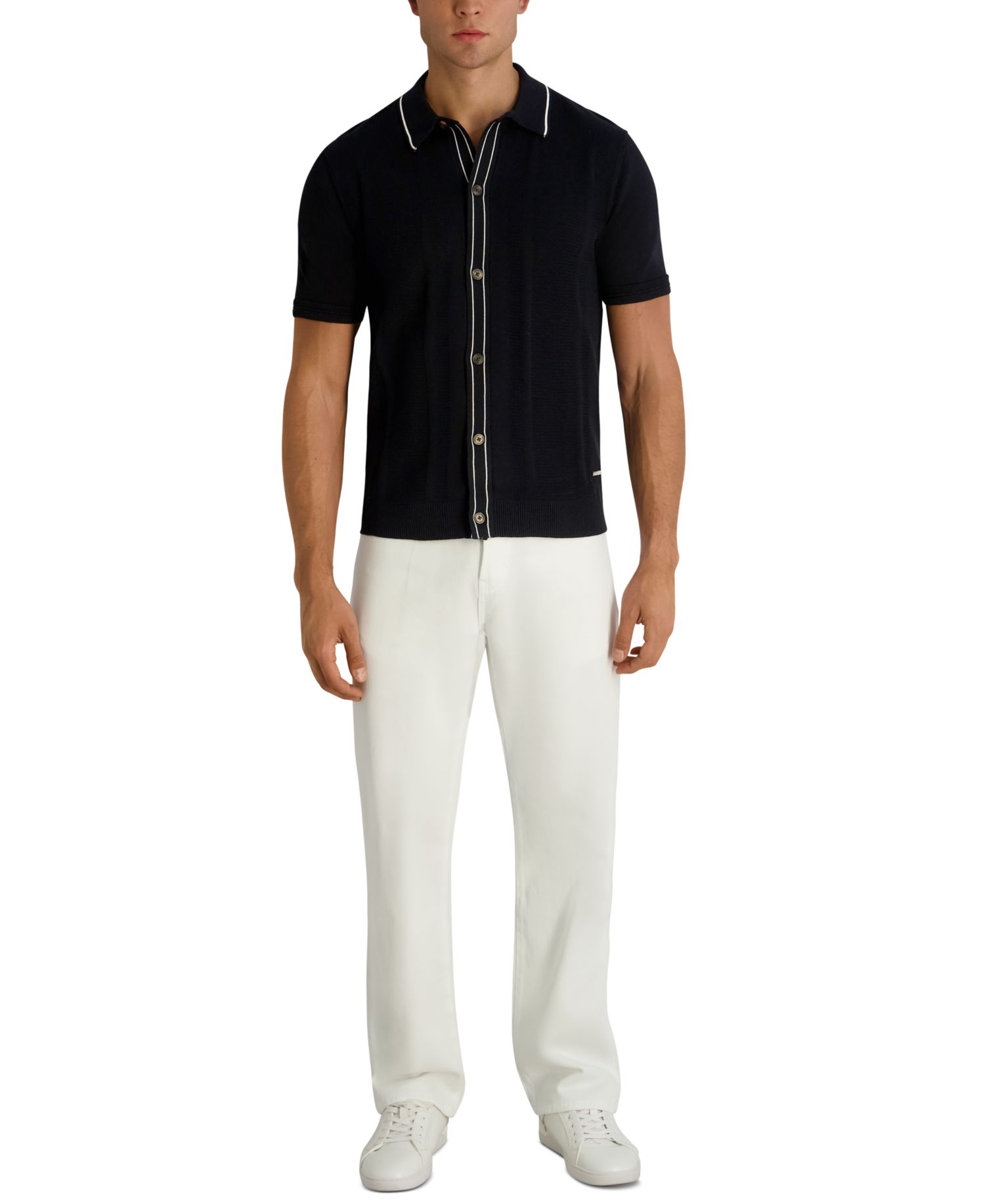 Men's Short-Sleeve Regular-Fit Woven Sweater