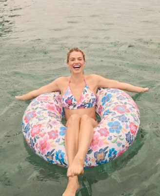 Women's V-Neck Printed Swim Top