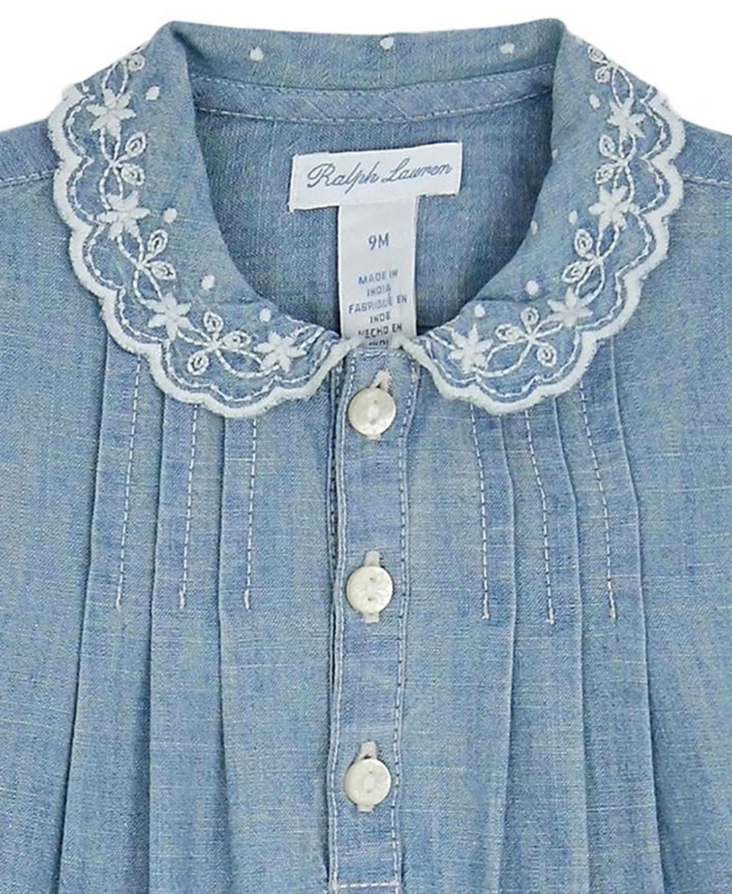 Платье Polo Ralph Lauren Ralph Lauren Indigo Cotton Chambray Dress and Bloomer для девочек-малышей, цвет: Средняя варка — фото 3