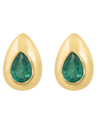 Emerald (1/6 ct. t.w.) Pear Earrings in 14k Yellow Gold