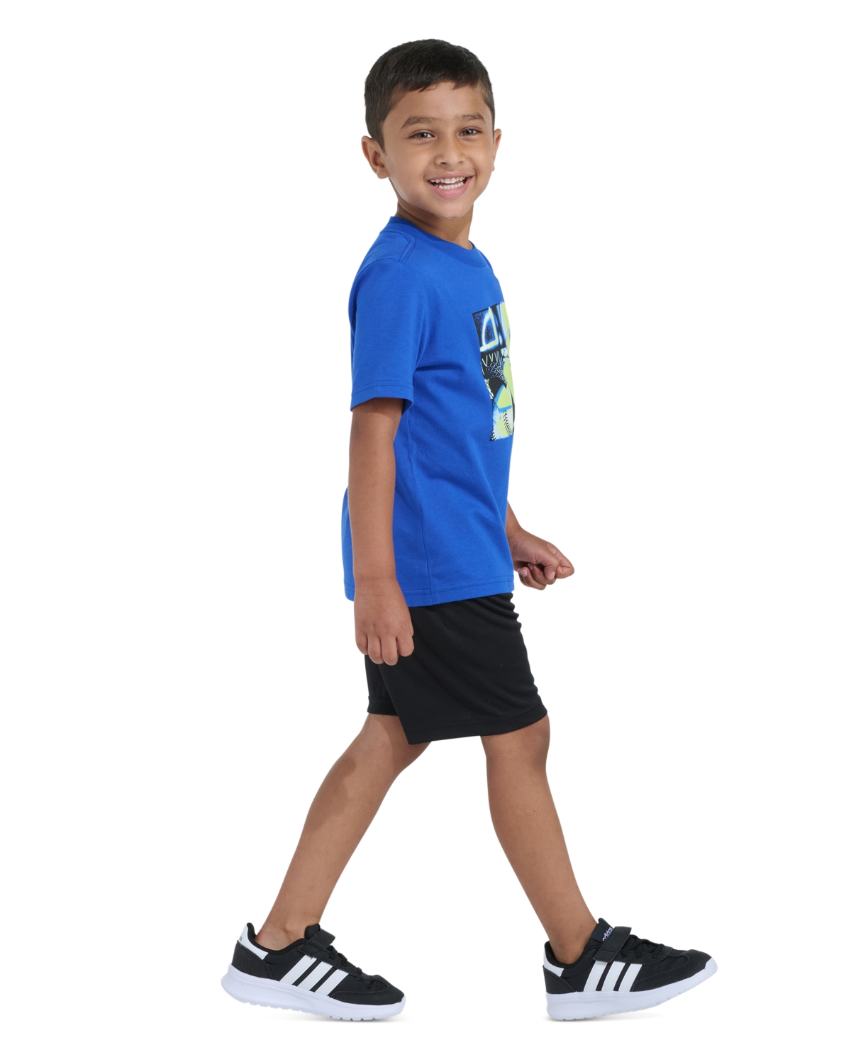 adidas Boys' 2T-7 Essential Graphic T-Shirt and Shorts, 2-Piece Set