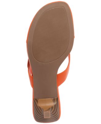womens orange dress sandals Zhabtuc Women's Low Chunky Heel Sandal Ankle Strap Open Toe Block heels Party Dress Shoes for Lady Orange Size 8.5