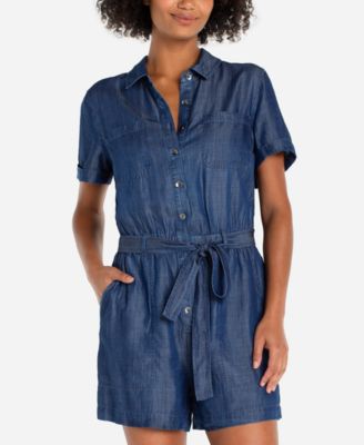 Women's Short-Sleeve Self-Tie Romper