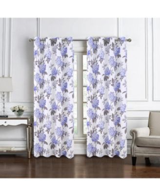 100% Polyester 200 GSM Hydrangea Printed Blackout Grommet Curtain Panel.