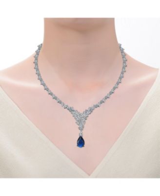 Dazzling White Gold Plated Statement Cluster Y-Necklace