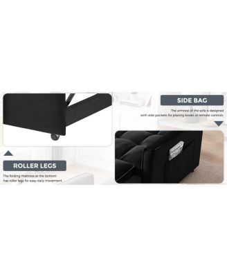 55-inch 3-in-1 Convertible Sofa Bed with Adjustable Back and Storage