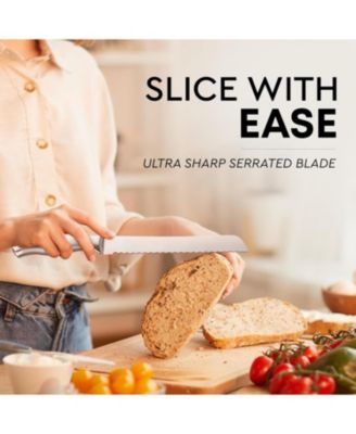 Serrated Bread Knife - Stainless Steel Bread Knife for Homemade Bread, Cake, Bagel