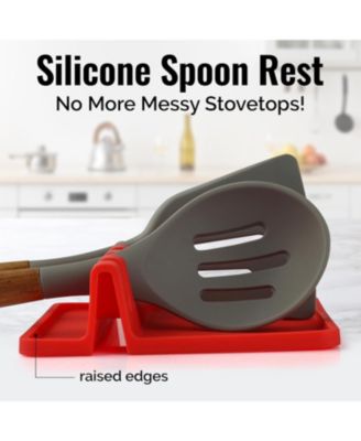 Silicone Kitchen Utensil Rest with Drip Pad for Multiple Utensils