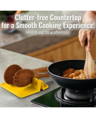 Silicone Kitchen Utensil Rest with Drip Pad for Multiple Utensils