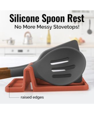 Silicone Kitchen Utensil Rest with Drip Pad for Multiple Utensils