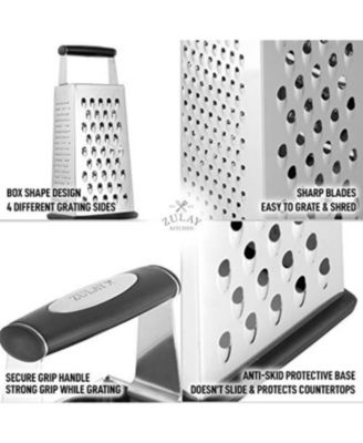 4-Sided Cheese Grater - Easy Grip Handle & Anti-Skid Base Stainless Steel Grater