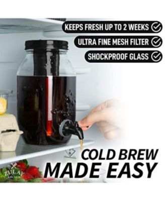 1.5L Cold Brew Coffee Maker with Glass Carafe & Stainless Steel Filter