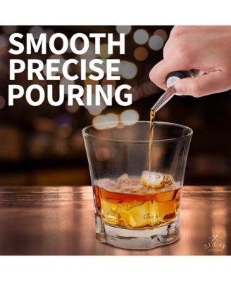 Stainless Steel Liquor Bottle Pourers with Rubber Dust Caps - 12 Pack