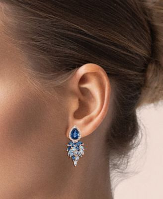 London Blue Topaz (3-3/4 ct. t.w.), Sky Blue Topaz (1-5/8 ct. t.w.) & Diamond (1/4 ct. t.w.) Statement Earrings in 14k Rose Gold