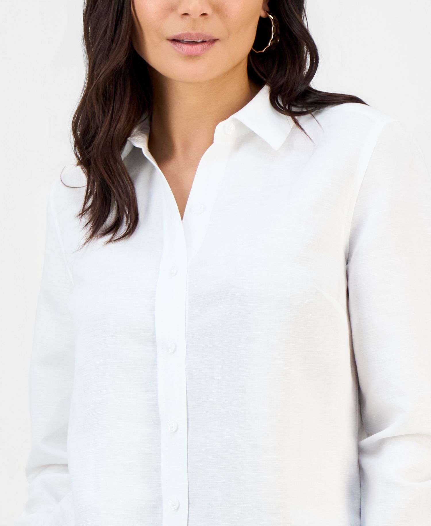 Petite Button-Front Long-Sleeve Shirt