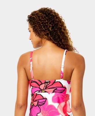Women's Front Flounce Printed Tankini Top