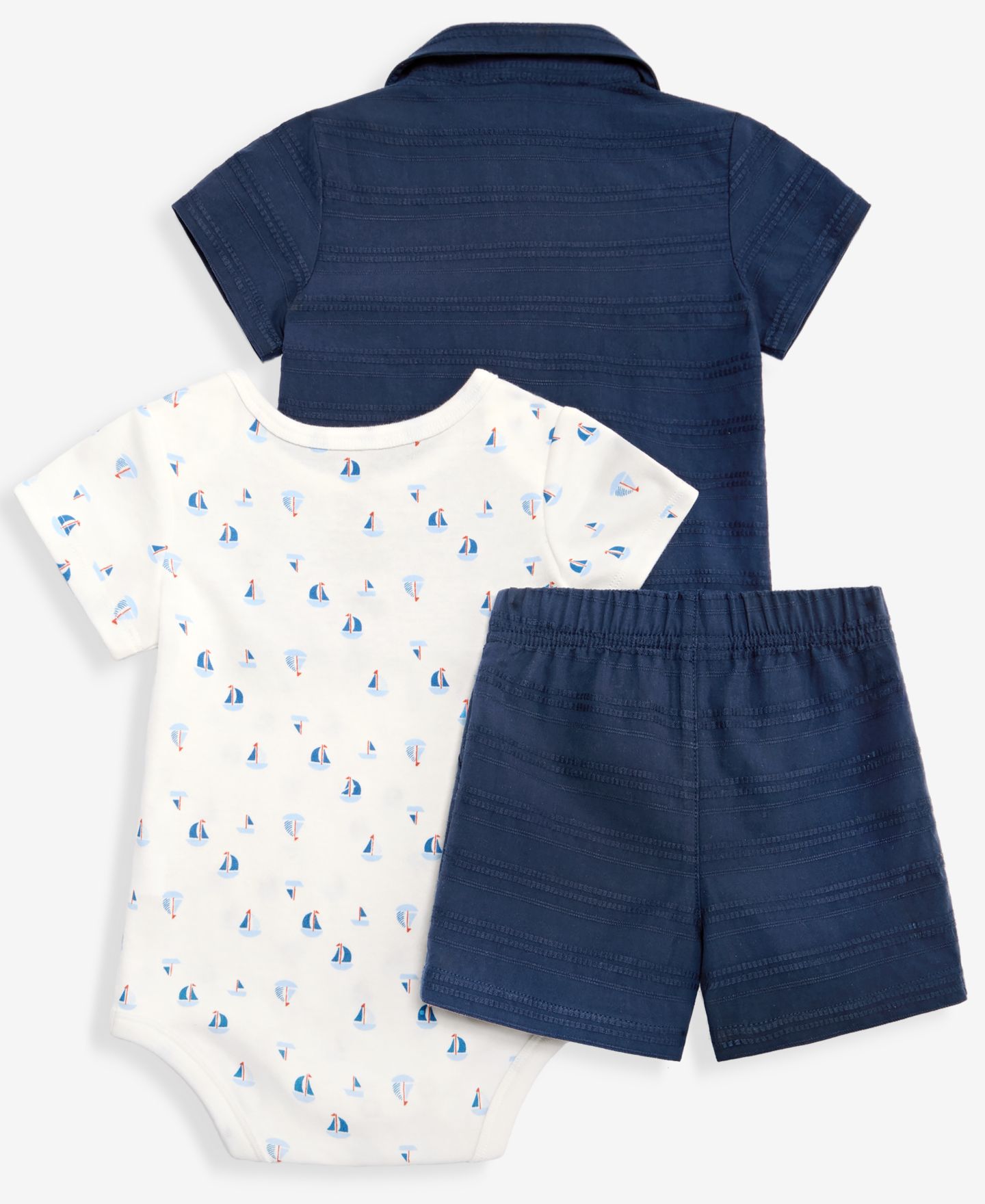 Комплекты First Impressions Resort Cotton Shirt, Bodysuit & Shorts, 3-Piece Set для мальчиков-малышей — фото 2
