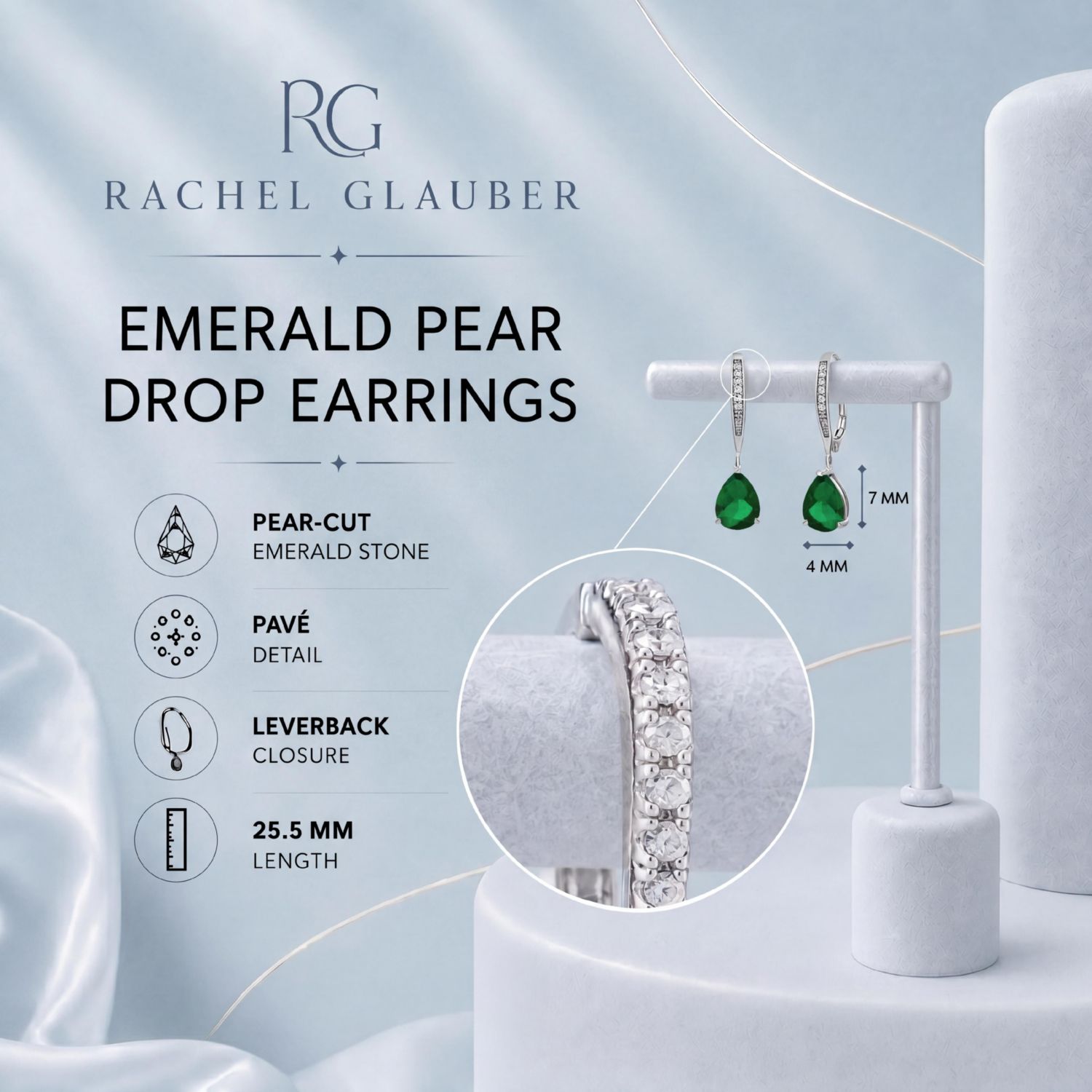 Dainty White Gold Plated Pear CZ Extra Mini Teardrop Earrings
