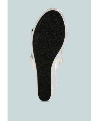 Womens Django Pearl Embellished Wedge Sandals