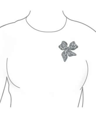 Victorian Style Large Statement Crystal Fashion Bow Brooch Pin Silver Plated