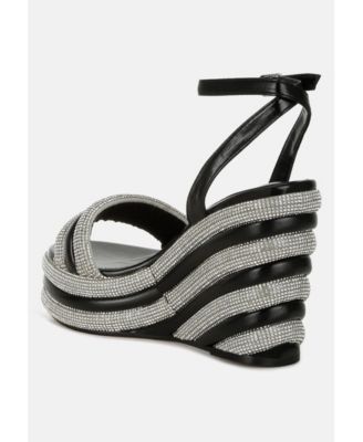 Womens My Bliss Rhinestone Studded Wedge Sandals