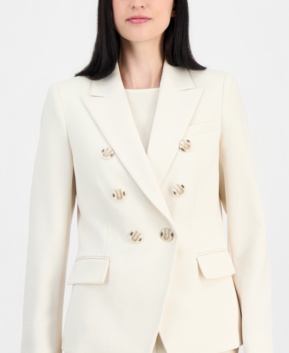 Tahari Asl Women's Crepe Double-Breasted Jacket