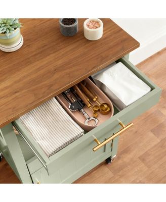 Kitchen Cart with Cabinet, Drawer, Pull-out Shelf, 3 Outlets