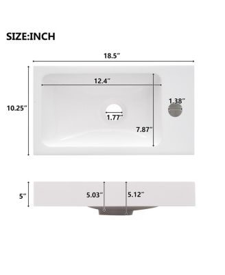 18.5" Rustic Bathroom Vanity with Resin Sink, Soft Close Door & Adjustable Shelf for Small Spaces