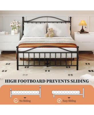 Size Metal Platform Bed Frame with Victorian Style Wrought Iron-Art Headboard and Footboard,Mattress Foundation,Under Bed Storage,Noise Free