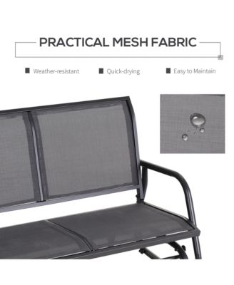 2-Person Outdoor Glider Bench, Patio Double Swing Rocking Chair Loveseat w/ Powder Coated Steel Frame