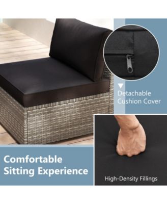 5PCS Patio Sectional Sofa Couch PE Rattan Conversation Set Outdoor