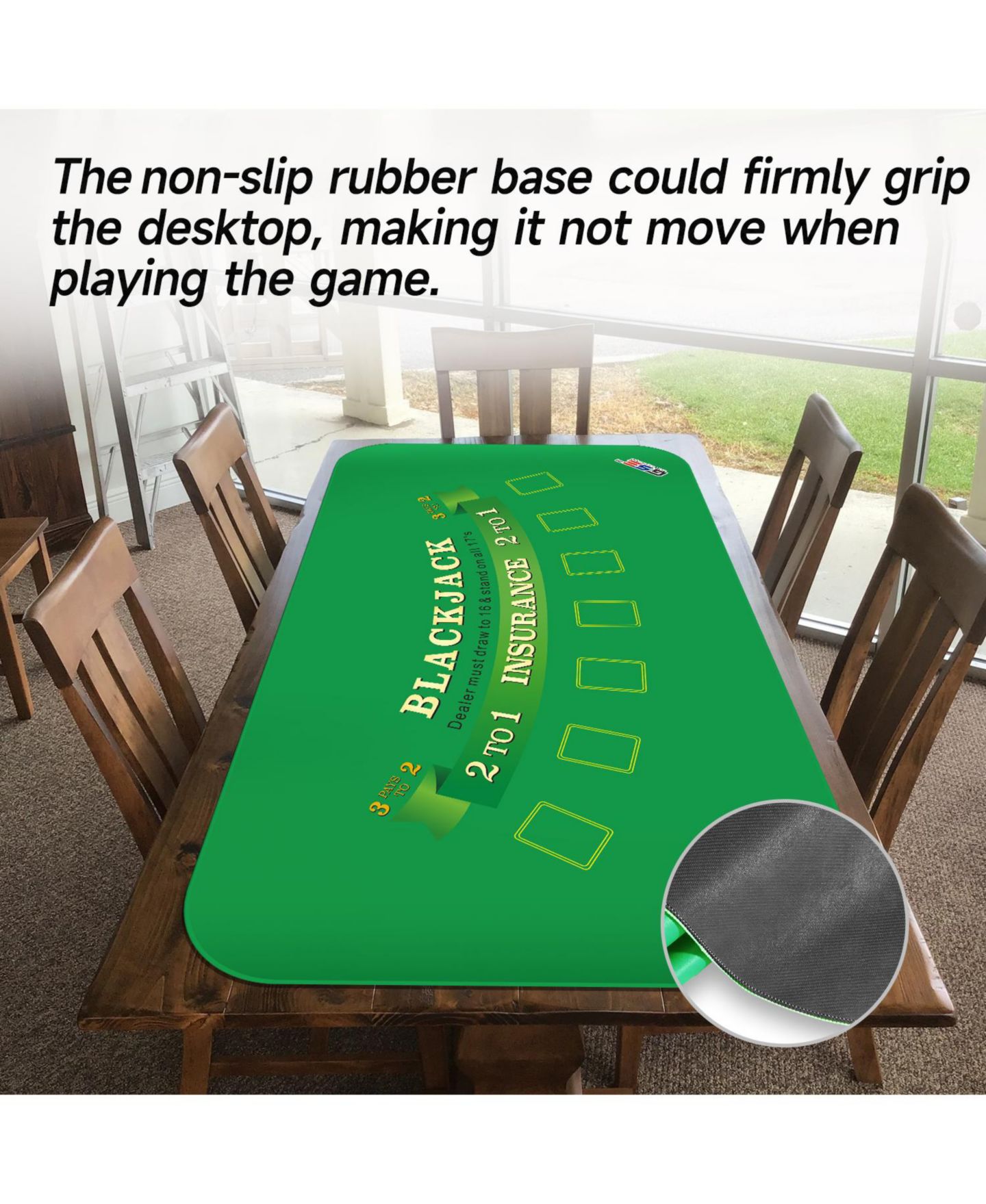 Детская игрушка GSE Games & Sports Expert Blackjack Casino Rubber Tabletop Layout Mat, 70" x 35", CS-2000, Ages 15+ — фото 5