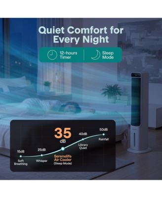 Portable Evaporative Air Cooler Tower Fan Detachable Water Tank, 60° Oscillation, 3 Modes, 4 Ice Packs & Remote Control, White