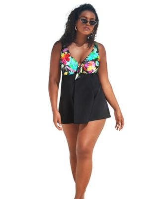 Women's Tie Front V-Neck Swimdress