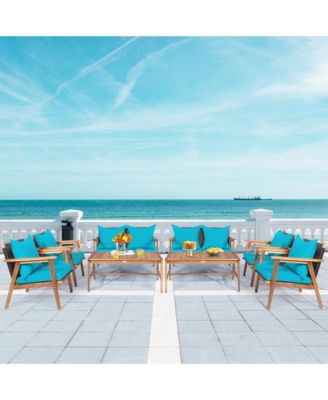 8 Piece Patio Conversation Set Outdoor Furniture Set  w/ Cushion