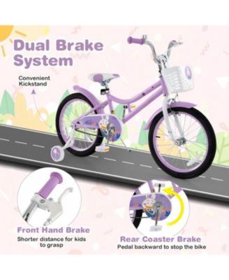  Girl Bike with Basket with Detachable Training Wheels for 4-8 Years Old