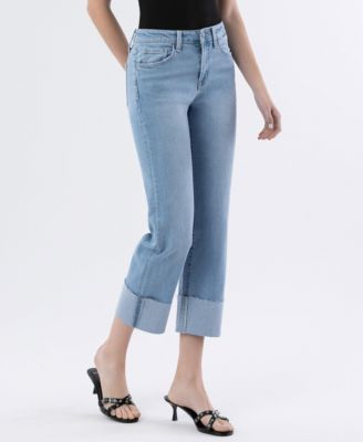 Women's High Rise Cuffed Straight Jeans