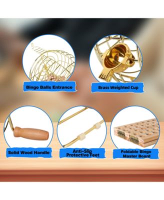 Bingo Game Set with 8" Bingo Cage and Master Board, 75 Bingo Balls, 10 Shutter Bingo Cards