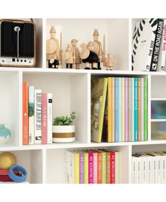 Wooden 10-Shelf Freestanding Standard Bookcase