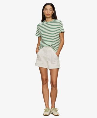 Petite Striped Crewneck Textured T-Shirt
