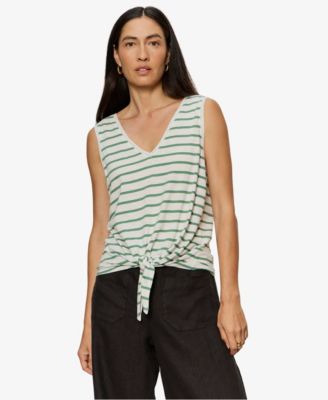 Women's Printed V-Neck Sleeveless Tie-Hem Tank Top
