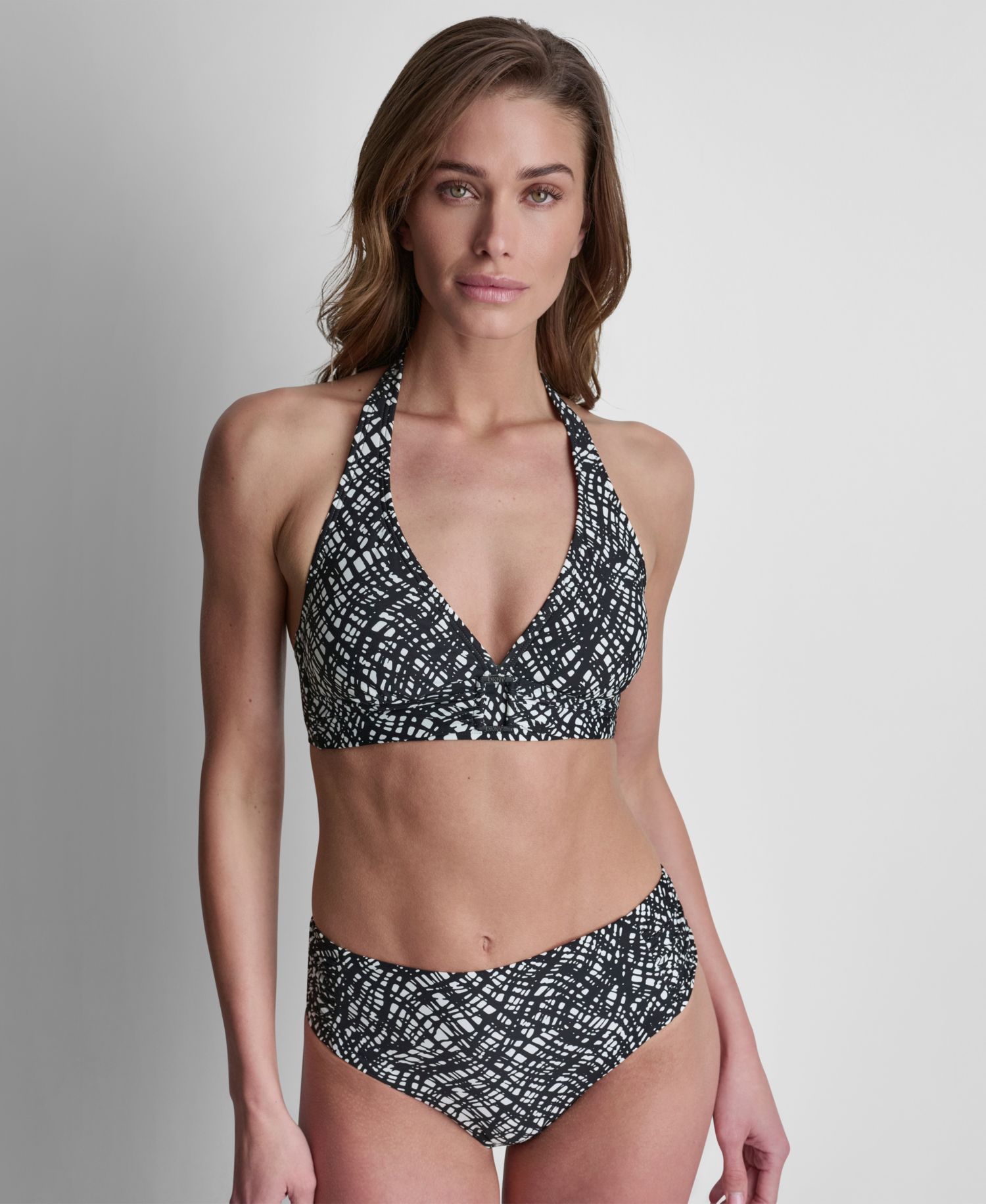 Women's Shirred Buckle Front V-Neck Halter Top and Bottoms
