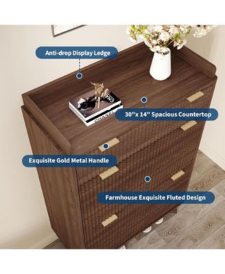 Fluted Wood Shoe Storage Cabinet for Entryway with 2 Flip Drawers and Adjustable Shelves 48 inch Tall Freestanding Hidden Narrow Shoe Rack