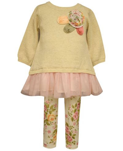 Bonnie Baby Baby Girls' 2-Pc. Sweater & Floral-Print Leggings Set