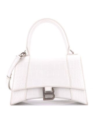 Small Hourglass Top Handle Bag Embossed Leather