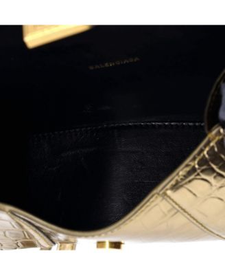 XS Hourglass Top Handle Bag Embossed Leather